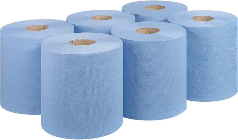 REQUISITE NEEDS Embossed 2 Ply Blue Rolls - Blue Paper Towel Tissue (Pack of 6)