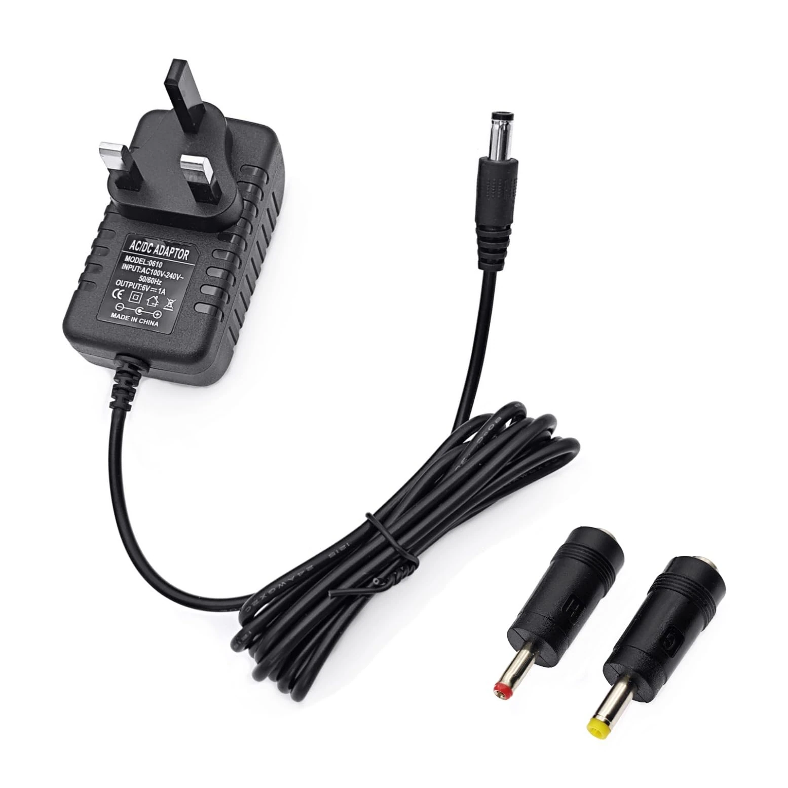 JZK DC 6V 1A 1000mA Power Adapter, 6 V Charger, AC to DC Adaptor, 6 Volt Charging Adapter Replacement Lead Plug 5.5 mm x 2.5 mm, with 3.5mm x 1.35mm and 4.0mm x 1.7mm plugs