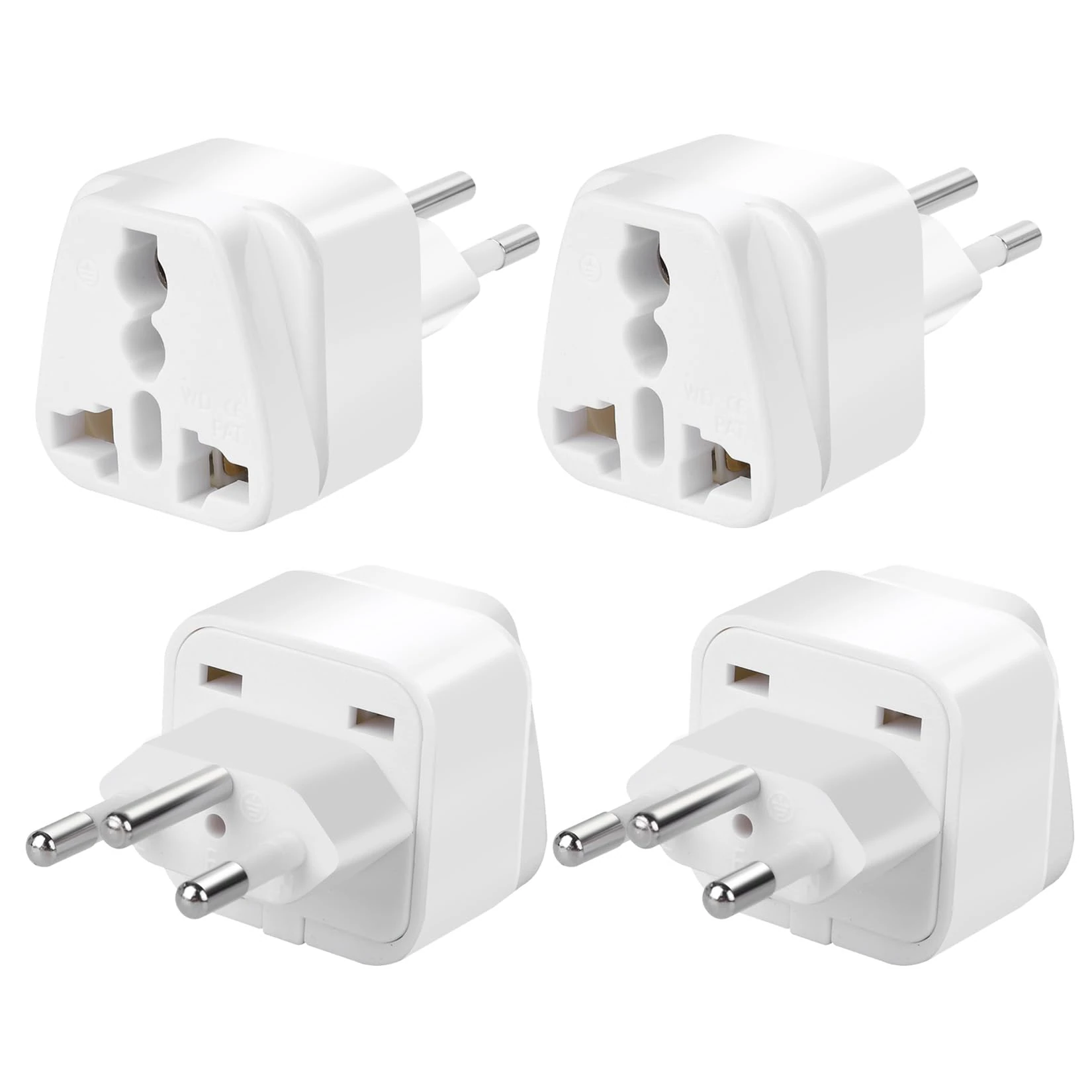 4-Pack UK to Switzerland Plug Adapter, VSEER Swiss Power Converter Grounded Universal Travel Adapter 3 Pin Switzerland, Jordan International Type J Plug (White)