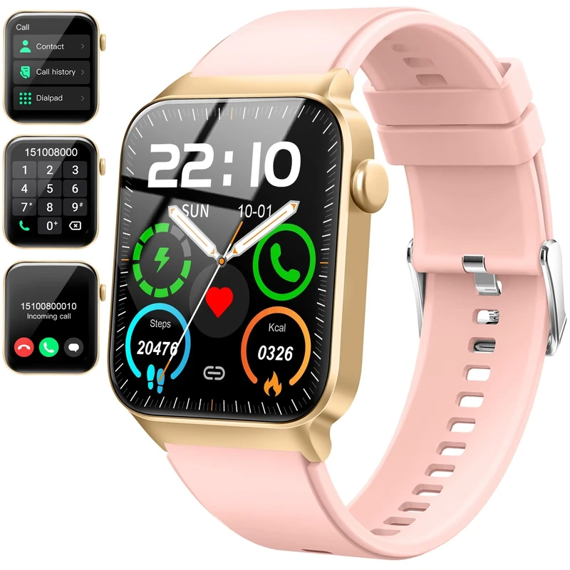 Smart Watch for Men Women Answer/Make Calls, 1.85" HD Touch Screen Fitness Watch with Heart Rate/Sleep Monitor, 110+ Sports Activity Tracker Step Counter, IP68 Waterproof Smartwatch Rose Gold