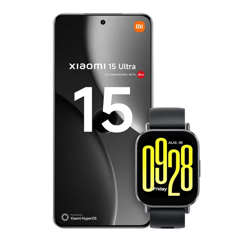 Xiaomi 15 Ultra Smartphone, 16+512GB, Silver, 100mm Leica 200MP super telephoto, 5410mAh battery, 90W HyperCharge, HyperAI + Redmi Watch 5