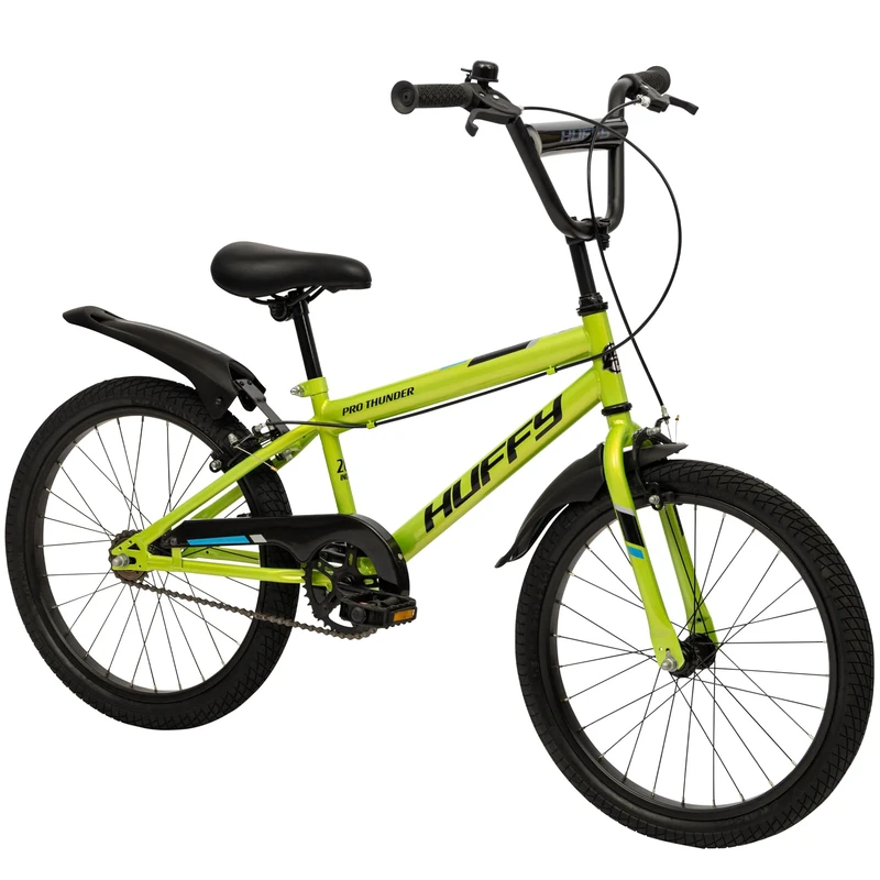 Huffy Pro Thunder 20-inch Kid's Bike, aged 6-11 years, Acid Green, Partial Chainguard, BMX Style Handlebars, Dual Caliper Brakes