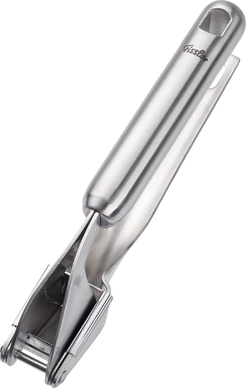 Fissler Essential/Stainless Steel Garlic Press (20 cm) Crushes Garlic & Ginger with Hanging Loop - Dishwasher Safe
