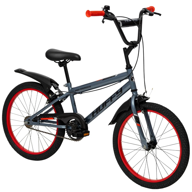 Huffy Pro Thunder 20-inch Kid's Bike, aged 6-11 years, Charcoal Grey, Partial Chainguard, BMX Style Handlebars, Dual Caliper Brakes