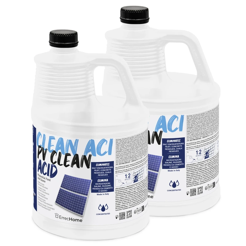 ERRECHOME PV Clean Acid, Acid Cleaner for Photovoltaic Panels, Concentrated Formula, 10 L (2 x 5 L)