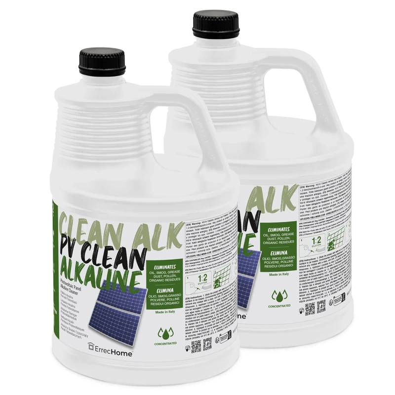 ERRECHOME PV Clean Alkaline, Alkaline Cleaner for Photovoltaic Panels, Concentrated Formula, 10 L (2 x 5 L)