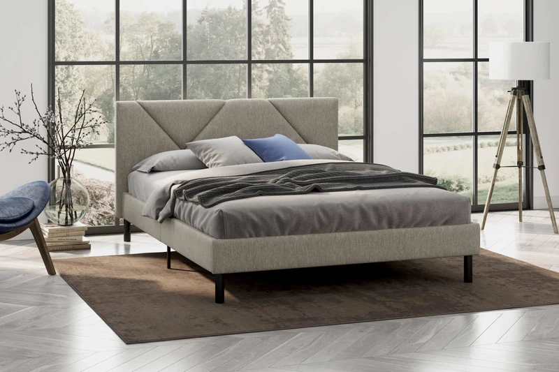 Dmora - Double bed Calitri, Sommier for bedroom, Bed frame per room, Mattress holder structure, Suitable for a 140x190 cm mattress, Dove Gray