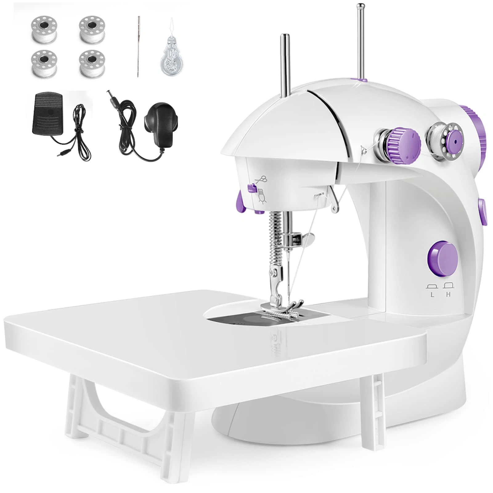Mini Sewing Machine for Beginners with Extension Table - Portable Household Sewing Machine, Lightweight Handheld Design with Sewing Kit for DIY Clothing, Curtains, Crafts