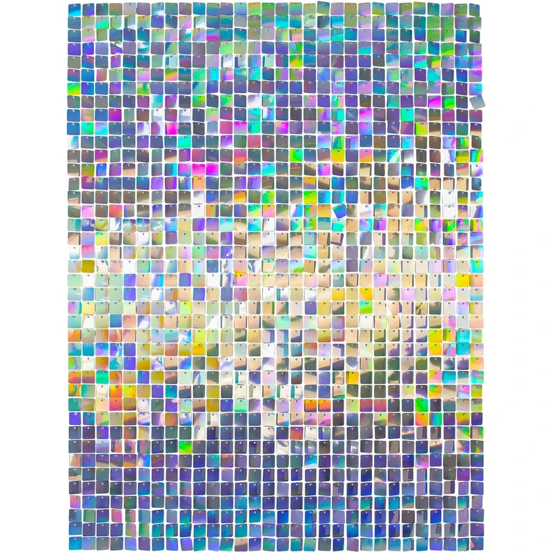 Folat Iridescent Sequin Panel- 30 x 30 cm - Backdrop for Weddings, Parties, Photo Booth and Festival Stage Decorations, Iridescent, 27599