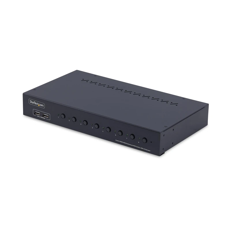 StarTech.com 8-Port HDMI KVM Switch w/1U Rack Mount Kit, 4K 60Hz HDMI 2.0, Push-Button/Hotkey Switching, TAA Compliant