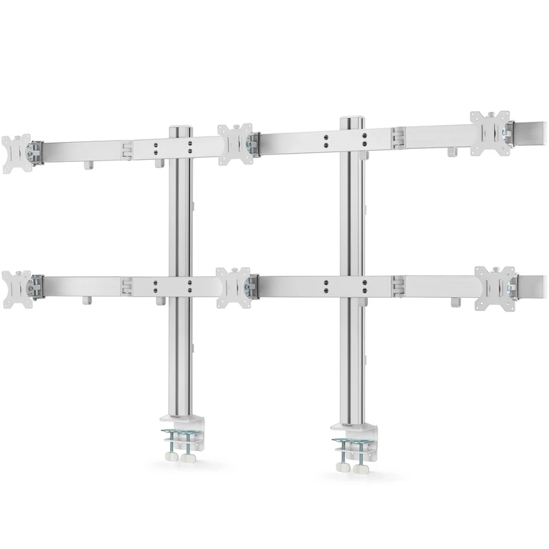 StarTech.com Six-Monitor Desk Mount w/Crossbar, Up To 32-inch Computer Screens/Max 17.6lb each, Dual Column, C-clamp/Grommet