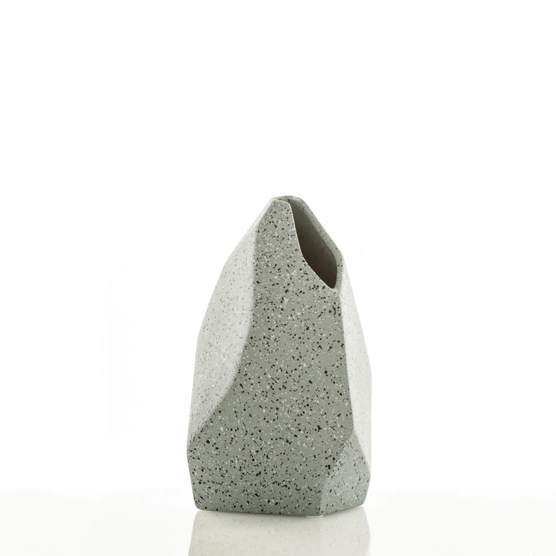 WINK DESIGN, EKKO-A Vase - Ceramic Vase - Stone Effect - Grey Matt Finish - 17x18x27 cm
