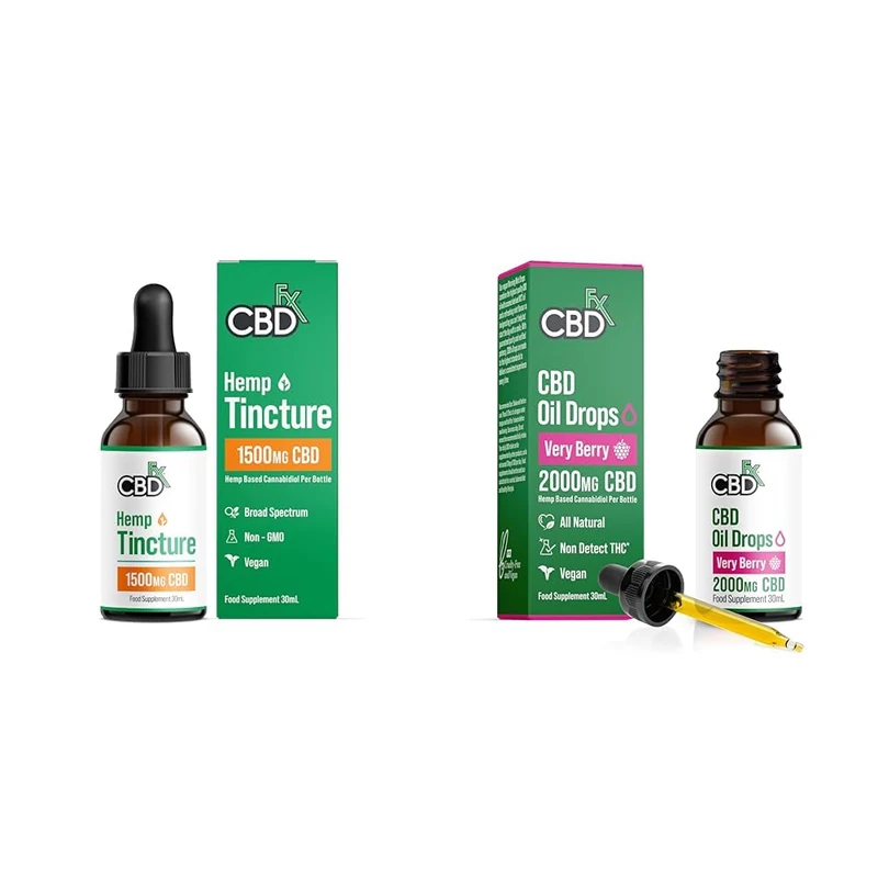 CBDfx 2000mg CBD Oil, High Strength CBD Oil, Very Berry Flavoured CBD Oil Drops & 1500mg CBD High Strength CBD Oil