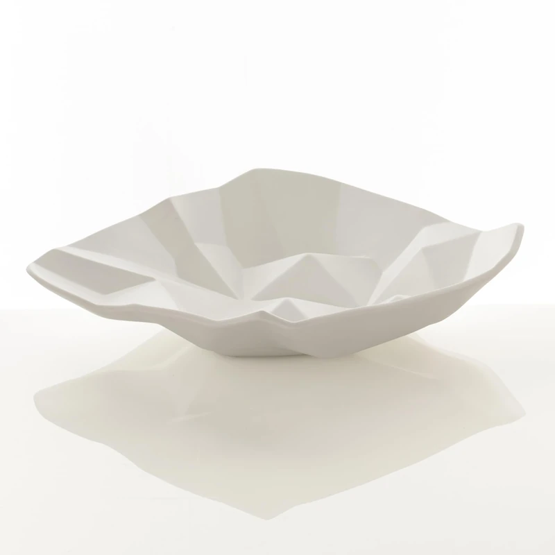 WINK DESIGN, LIGIO ROUND BIG Centerpiece/Pocket Tray - Ceramic Centerpiece/Tray - Matt White Finish - 45 x 45 x 13 cm