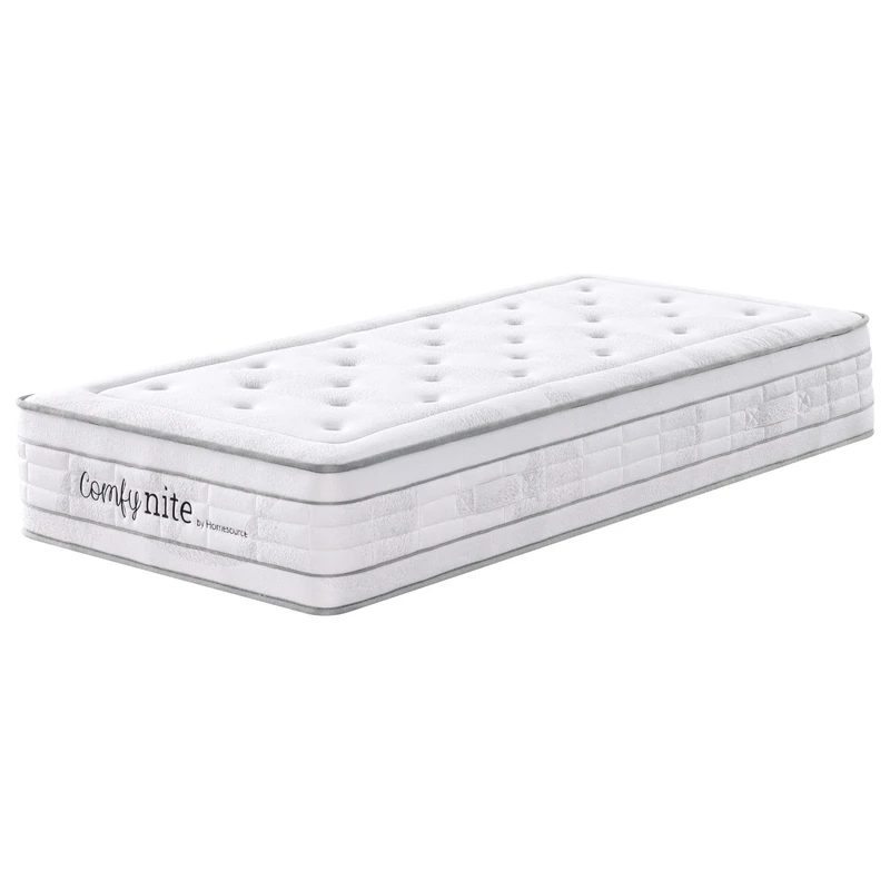 Home Source Pocket Sprung Quilted Mattress. 3ft Single, Medium Firmness, 28cm Deep, White