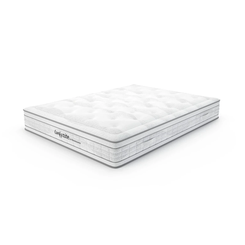 Home Source Pocket Sprung Quilted Mattress, 5ft King Size, Medium Firmness, 28cm Deep, White