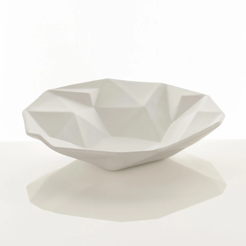 WINK DESIGN, Ligio Round Centrepiece/Pocket Tray - Ceramic Centerpiece/Tray - Matt White Finish - 40 x 40 x 8 cm - Image 1