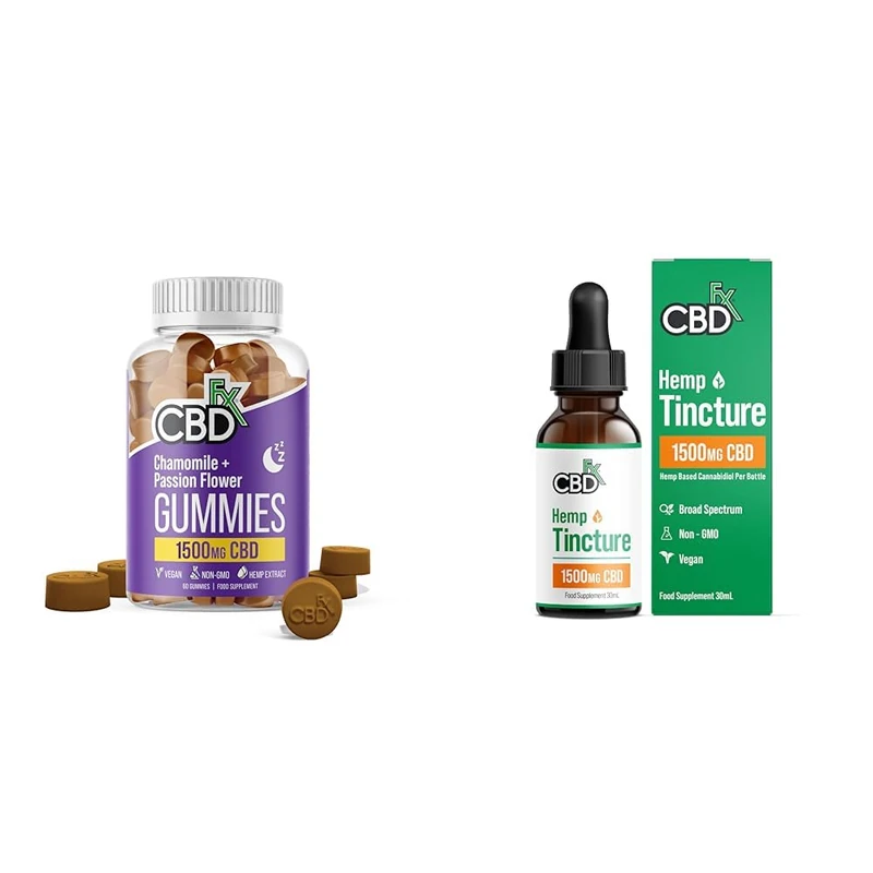 CBDfx 1500mg CBD High Strength CBD Oil & 1500mg CBD High Strength Vegan Sleep Gummies