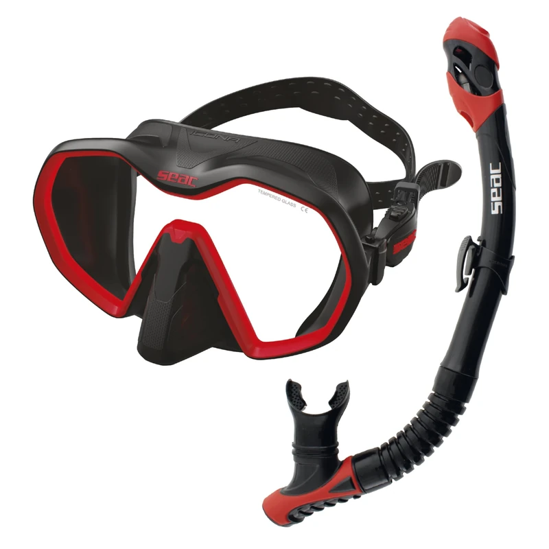 SEAC Set Bis Icona Dry, Set Mask Frameless and Snorkel Dry for Diving Underwater