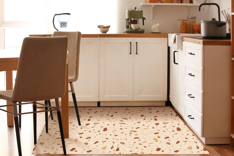 VINILIKO, Printed Vinyl Rug, PVC Non-Slip Kitchen or Living Room, Washable, Terrazzo Helena 100 x 133 cm