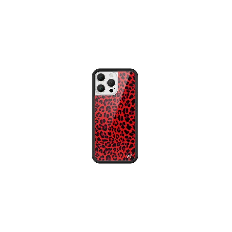 Wildflower Cases - Compatible with Apple iPhone 16 Pro Max | Protective Black Bumper, 4ft Drop Test Certified, Women Owned Small Business | Red Meow - Leopard Animal Print Cheetah Dainty Cute Trendy