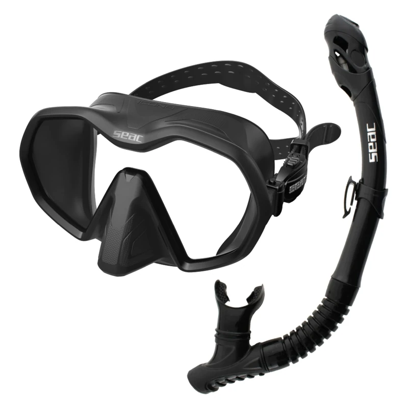 SEAC Set Bis Icona Dry, Set Mask Frameless and Snorkel Dry for Diving Underwater