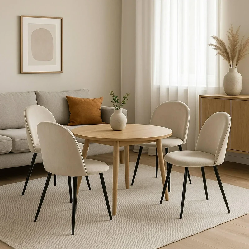Dmora - Set of 4 chairs Stinson, Armchair covered in velvet, Padded dining chair, Meeting seat, 51x54h82 cm, Light Gray