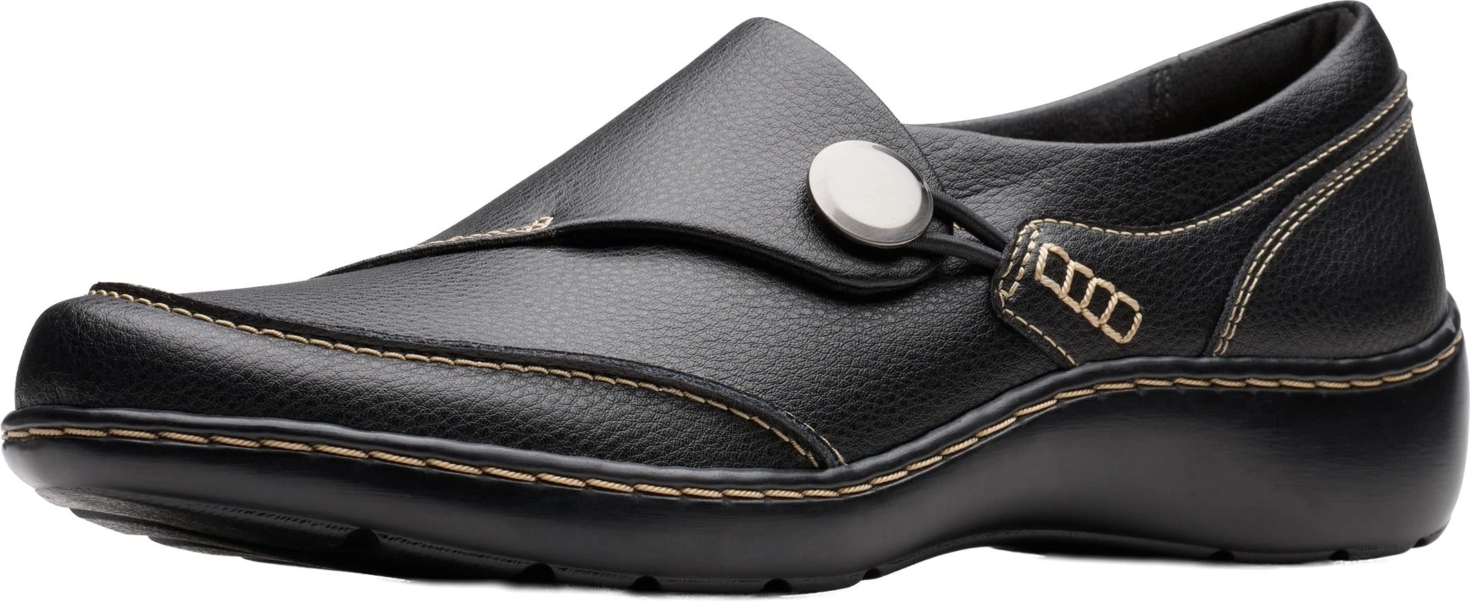 Clarks Women's Cora Teresa Loafer, Black Tumbled Leather, 10 Wide