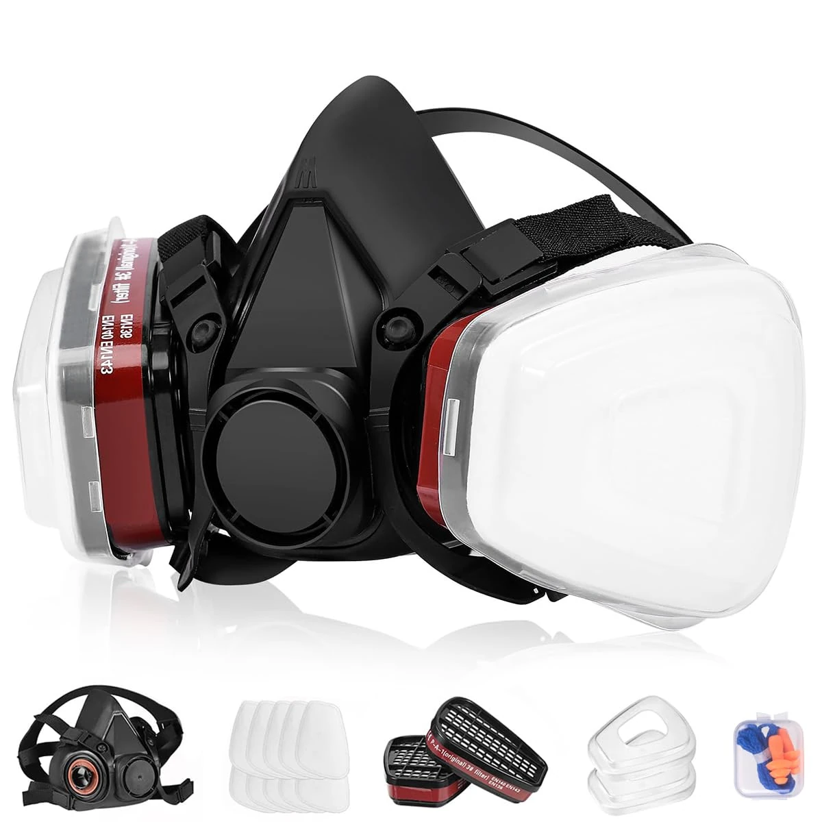 vvuvnem Respirator Mask with Filters, Reusable Respirator Mask for Chemical, Painting, Epoxy Resin, Woodworking