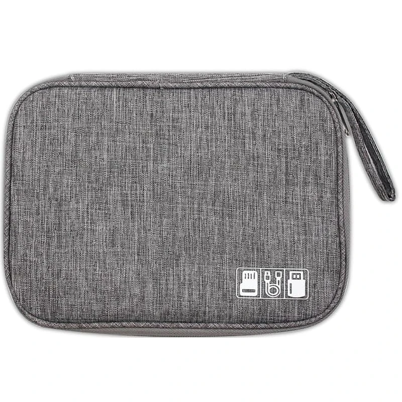 DDUP Cable Organiser Bag,Travel Cable Bag, Electronics Accessories Organizer, Airplane Travel Essentials Gadget Storage with Handle for Power Bank, Memory Card, Chargers and Hard Disk(Grey)