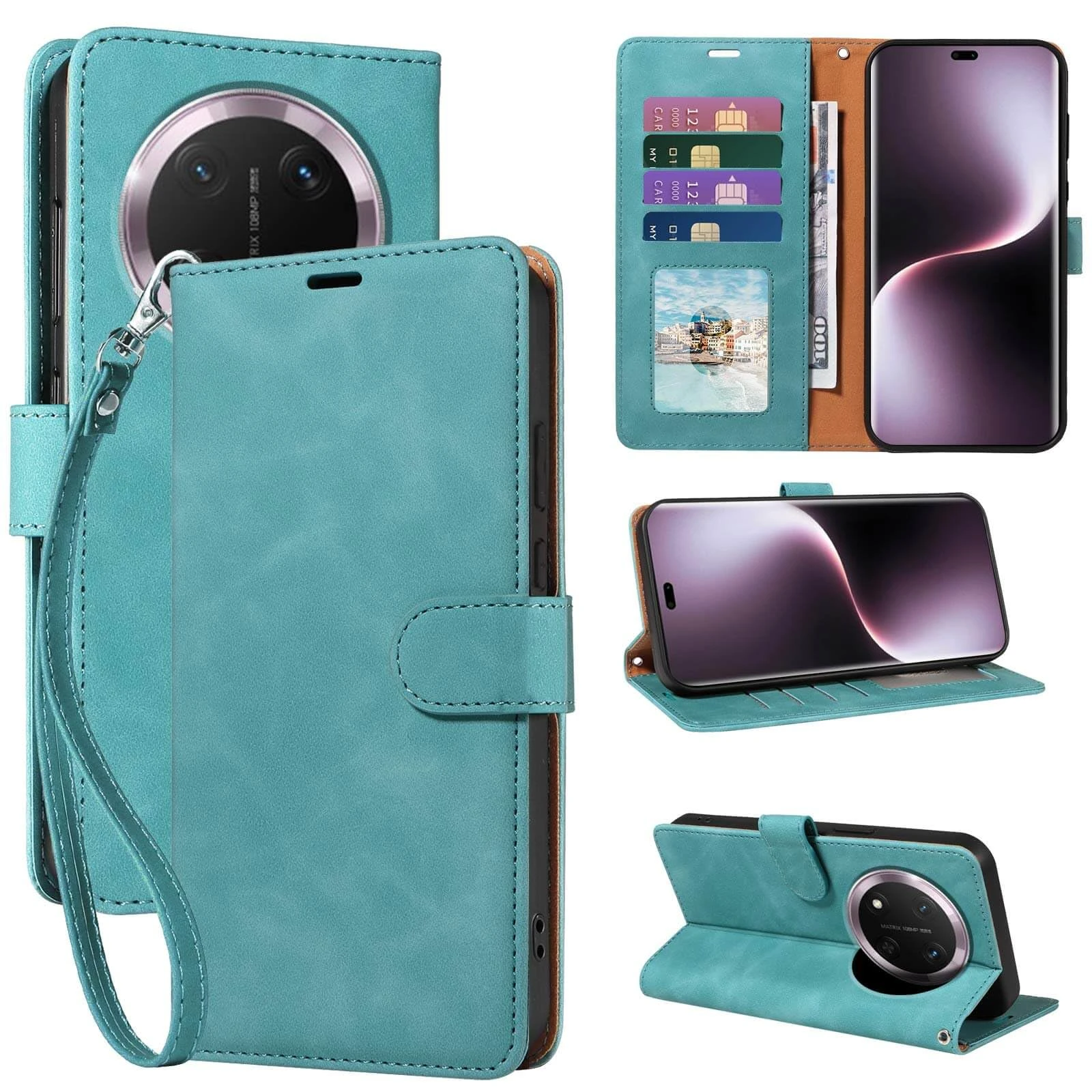 GOTOURED for Honor Magic 7 Lite Case Wallet Cover, [RFID Blocking 4 Card Slots] [Wrist Strap] [Kickstand] Magnetic Shockproof Protective Leather Flip Cases for Honor Magic7 Lite 5G (Green)