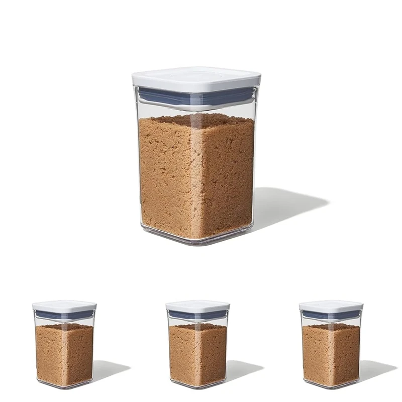 OXO Good Grips POP Container - Small Square Short 1 Litre, White (Pack of 4)