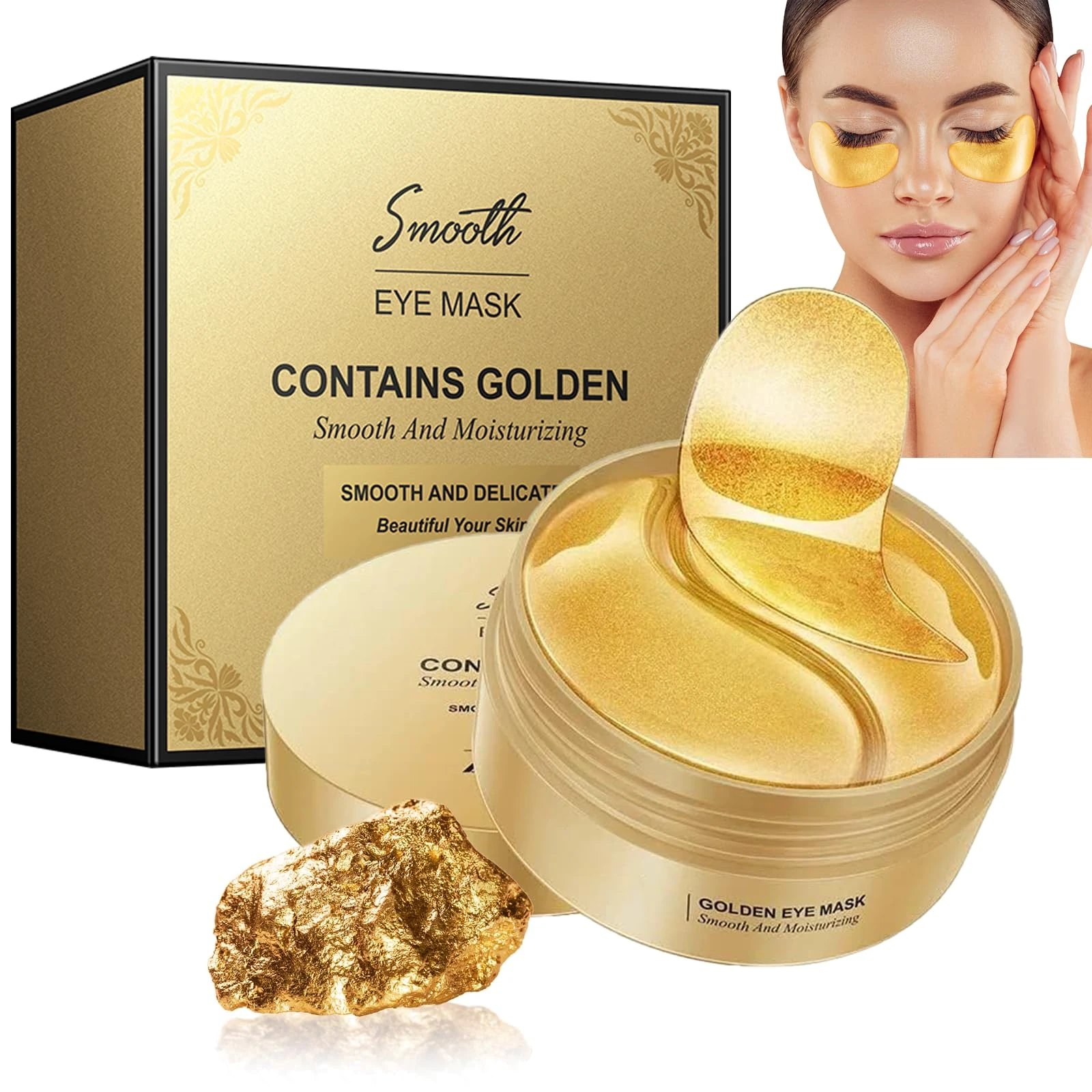 60 Pcs Under Eye Patches,24K Gold Under Eye Treatment Masks,Collagen Under Eye Patches for Eye Bags Puffiness Wrinkle,Dark Circles Bags,Eye Bags Removal for Men and Women