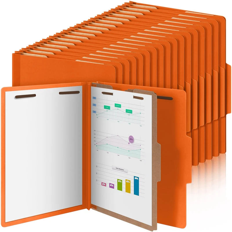 Skyygemm 36 Pcs Back to School Classification Folders Letter Size, 1 Divider Pressboard File Folder with Fasteners, Expanding File Organizer Bulk for Teachers, Office Employee, Coworker (Orange)