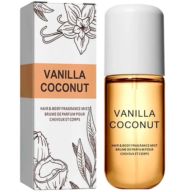 50ml Coconut Vanilla Body Spray for Women - Long-Lasting Light Fragrance Mist for Hair and Skin Care