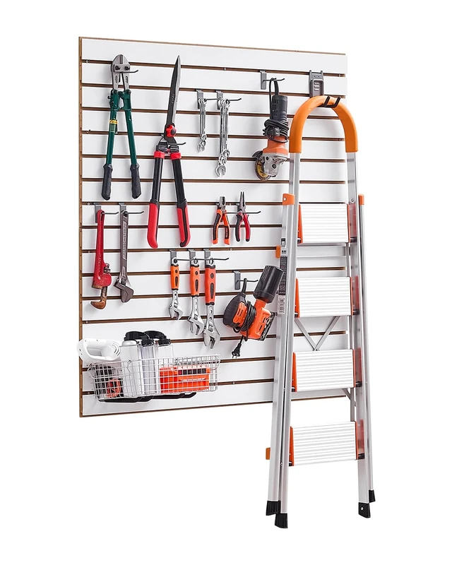 VEVOR Slat Wall Paneling, 4 x 4 ft, MDF Garage Slatwall with Modular Design, White Slat Wall Easy-to-Install Adjustable Slatwall Panel with Coupling Structure & DIY Cutting, Fits for Storage & Display