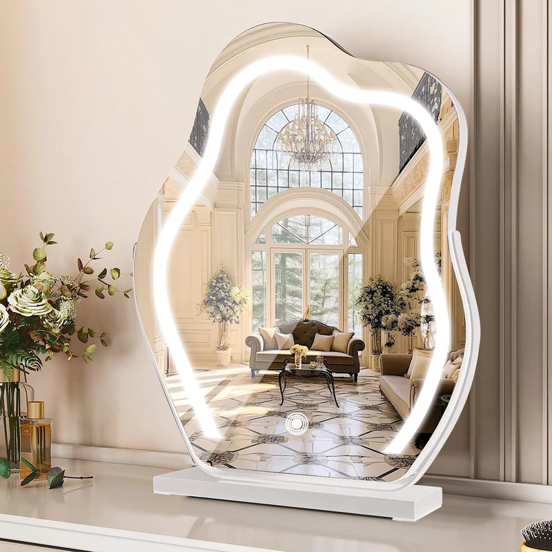 KOOSREEL Hollywood Vanity Mirror with Dimmable LED Lights, 3 Lighting Modes Smart Touch Control 360° rotation Dressing Table Mirror, Tabletop and Desk Mirrors, Memory Function for Women, 55x45cm - Image 1