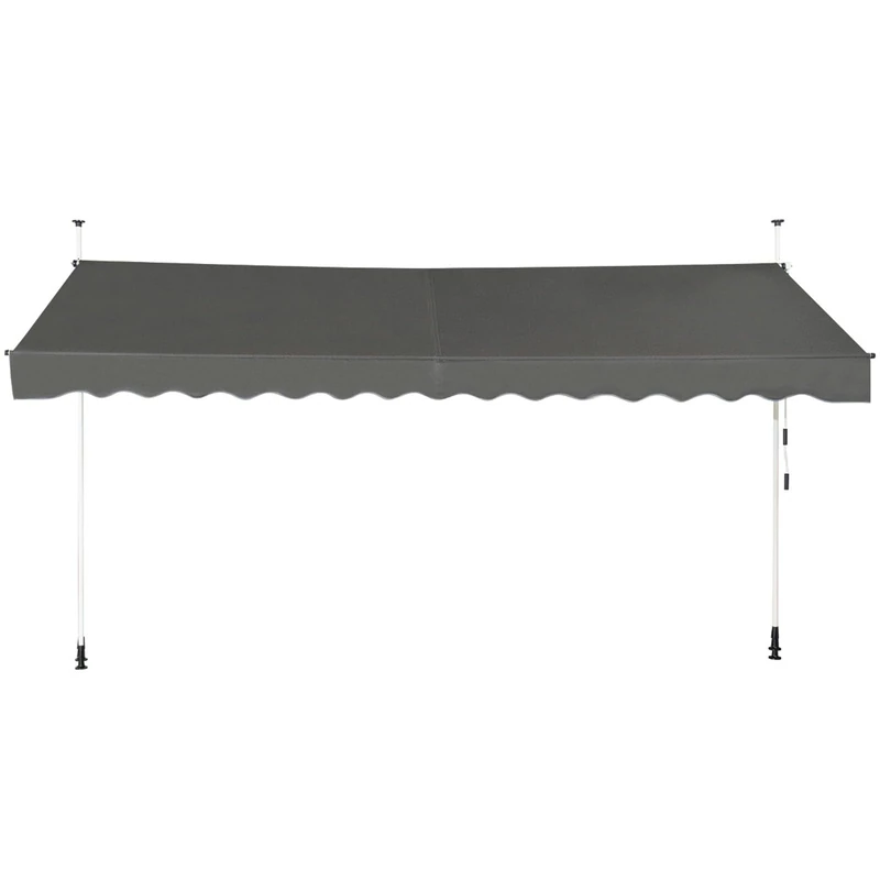 FANTASK Clamp Awning 400 cm Wide, Balcony Awning No Drilling Required, UV-Resistant, Height Adjustable, Water-Repellent, Grey - Image 1