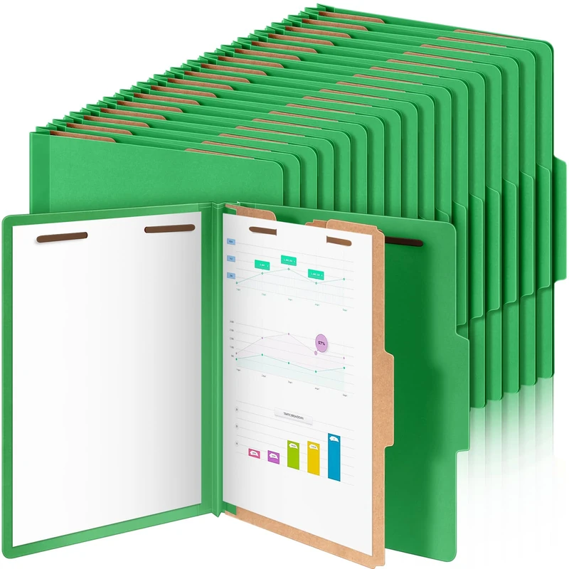 Skyygemm 36 Pcs Back to School Classification Folders Letter Size, 1 Divider Pressboard File Folder with Fasteners, Expanding File Organizer Bulk for Teachers, Office Employee, Coworker (Green)