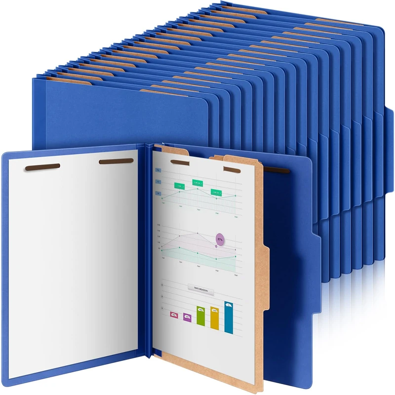 Skyygemm 36 Pcs Back to School Classification Folders Letter Size, 1 Divider Pressboard File Folder with Fasteners, Expanding File Organizer Bulk for Teachers, Office Employee, Coworker (Dark Blue)