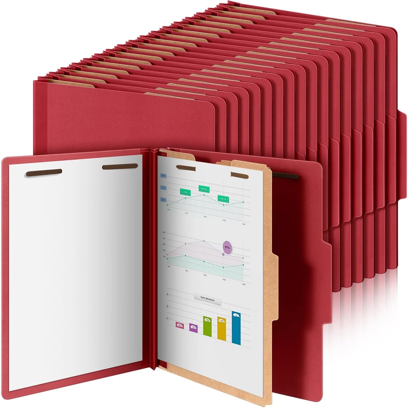 Skyygemm 36 Pcs Back to School Classification Folders Letter Size, 1 Divider Pressboard File Folder with Fasteners, Expanding File Organizer Bulk for Teachers, Office Employee, Coworker (Red)