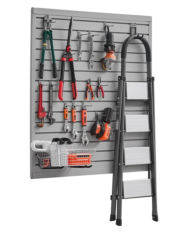 VEVOR Slat Wall Paneling, 4 x 4 ft, PVC Garage Slatwall with Modular Design, Grey Slat Wall Easy-to-Install Adjustable Slatwall Panel with Coupling Structure & DIY Cutting, Fits for Storage & Display