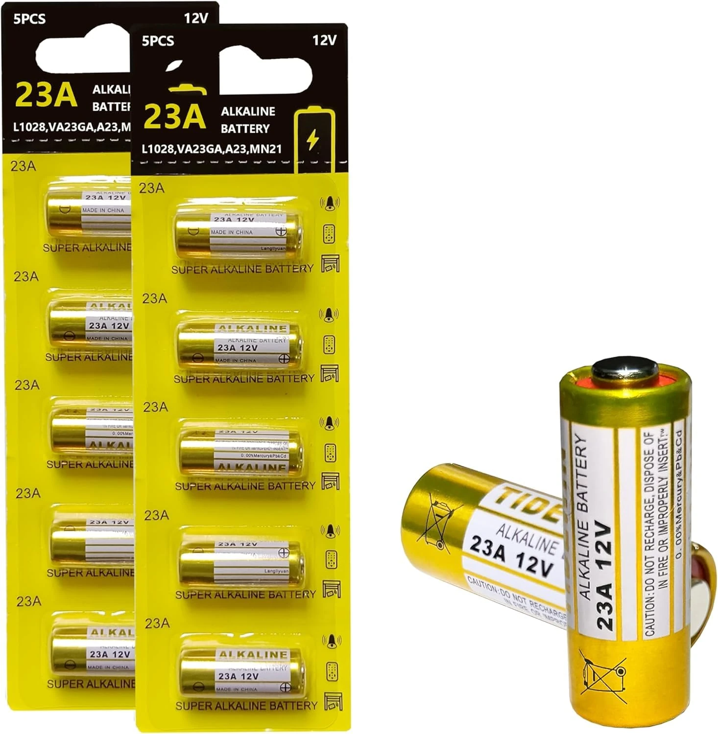 23A 12V Alkaline Battery A23 / MN21/23/ L1028 / V23GA / LRV08 for remote controls,wireless doorbells,security systems(10Pcs)