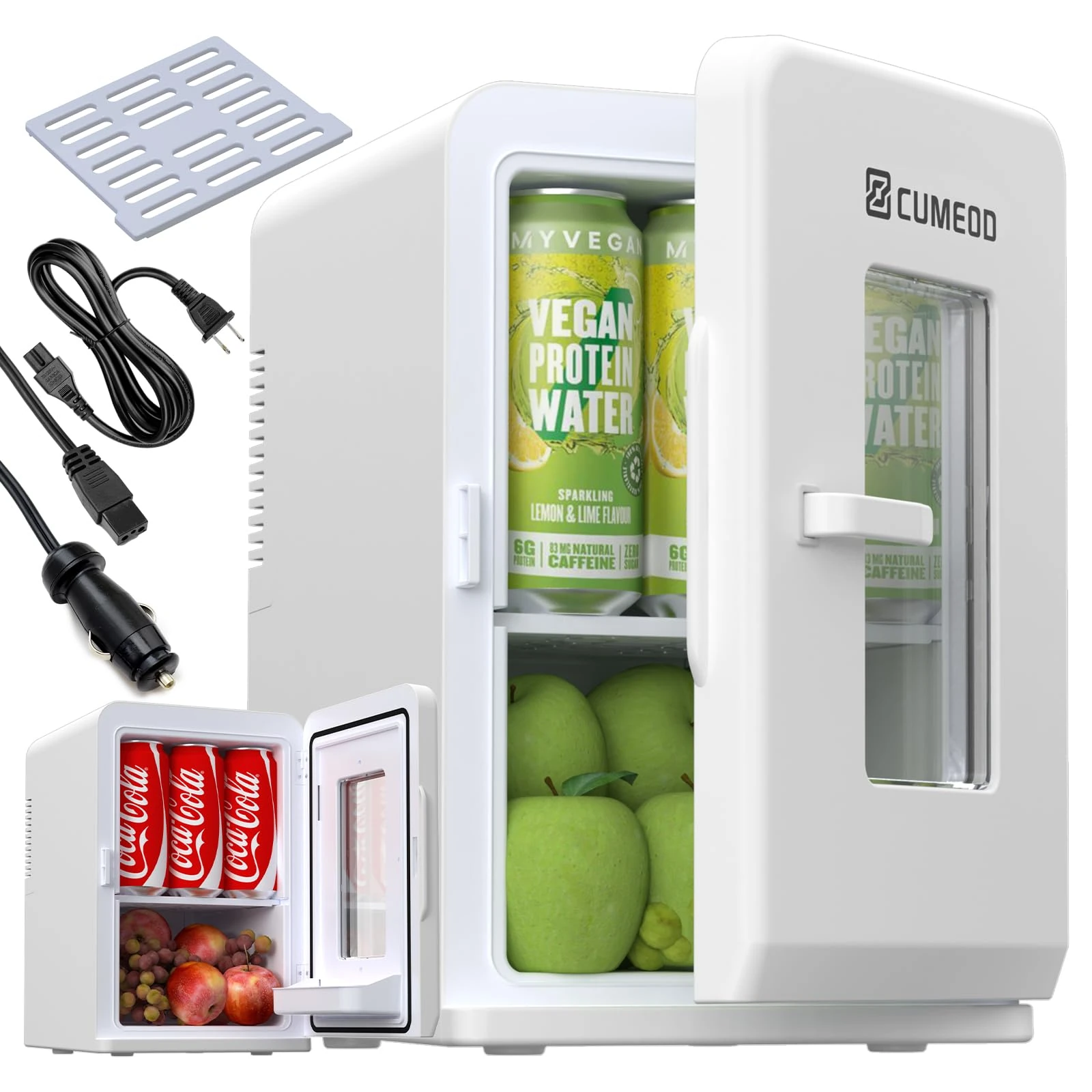 Cumeod Mini Fridge 15 Liter/21 Cans, Upgrade Portable AC+DC Power Small Refrigerator for Bedroom, Car, Office, Thermoelectric Cooler and Warmer Skincare Fridge for Food, Drinks, Max & ECO Mode, White