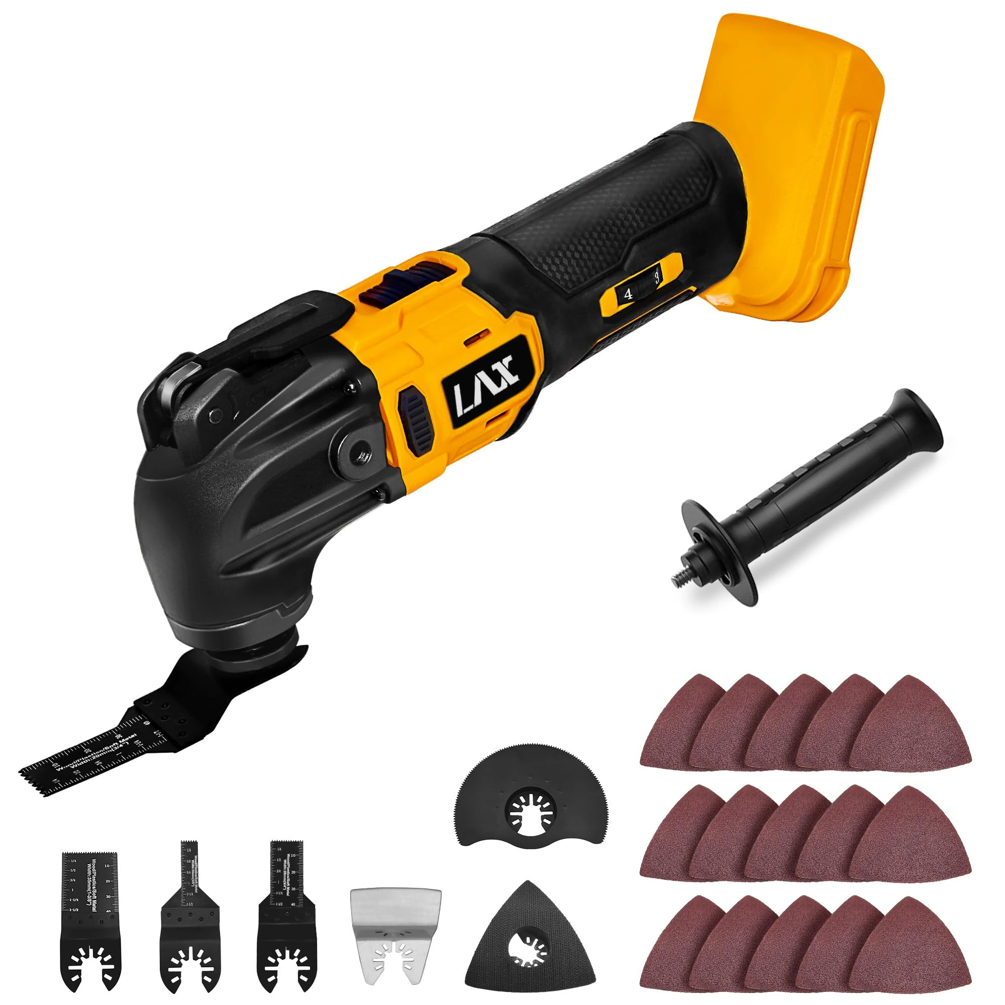 Oscillating Multi Tools for Dewalt 18V Battery, Multi-Use Cutting and Sanding Tool, 4°Oscillation Angle, 6 Variable Speeds, Quick-fit Blade Design with 21pcs Accessories for Cutting, Sanding, Scraping