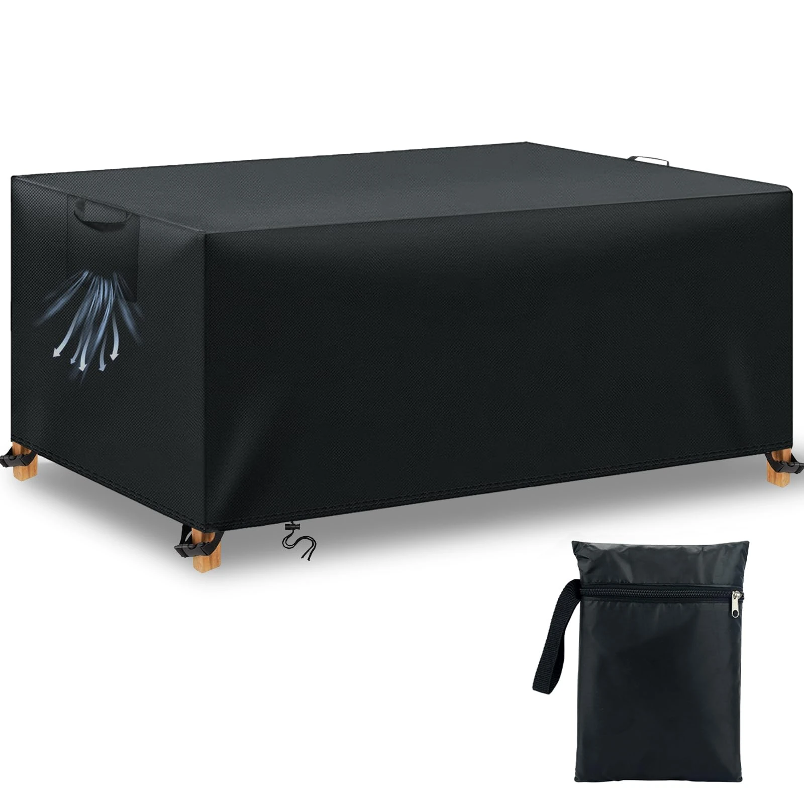 BHFRGAS Garden Furniture Covers Waterproof 420D Oxford Fabric Outdoor Patio Furniture Covers for Rattan Garden Table Chair Sofa，Black（125x63x74cm ）