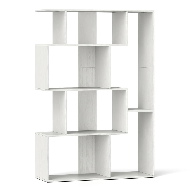 CASART Open-Back Geometric Bookshelf, Wooden Freestanding Bookcase with Anti-Toppling Devices, 6-Cube Display Shelf for Living Room Bedroom Office Study (White)