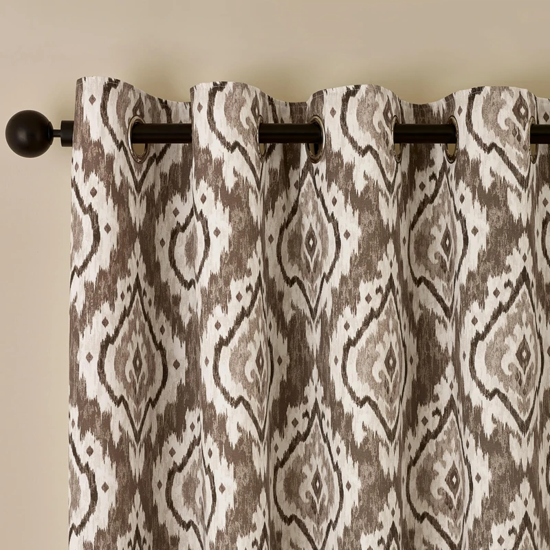 Pineapple Elephant Suri Geo 66x90 Inch Lined Eyelet Curtains Two Panels Natural - Image 1
