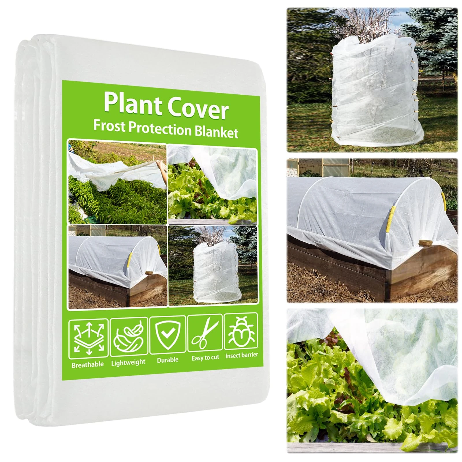 Cfythyab Garden Fleece Frost Protection 30gsm, 2m x 10m Horticultural Fleece, Non-Woven Plant Frost Protection Cover for Vegetables, Flowers, Raised Beds & Polytunnel