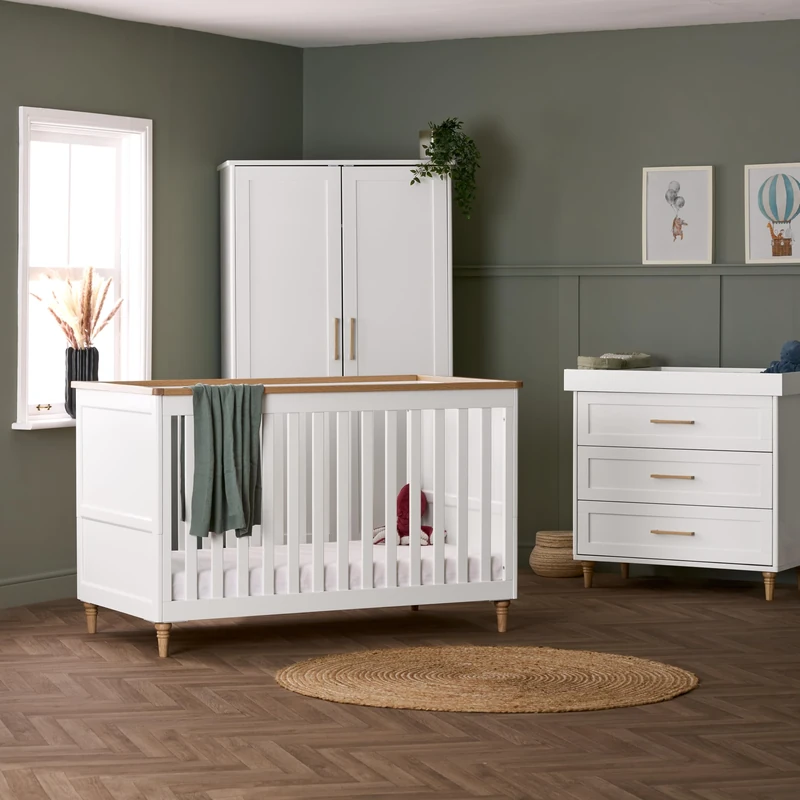 Obaby Orla 3 Piece Room Set - White with Natural